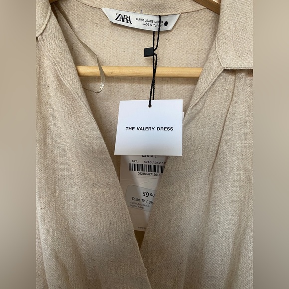 NWT Zara Valery Dress Linen Blend size XS - Picture 5 of 7